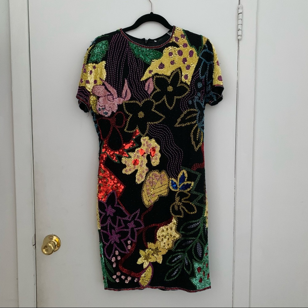 Vintage beaded colorful dress